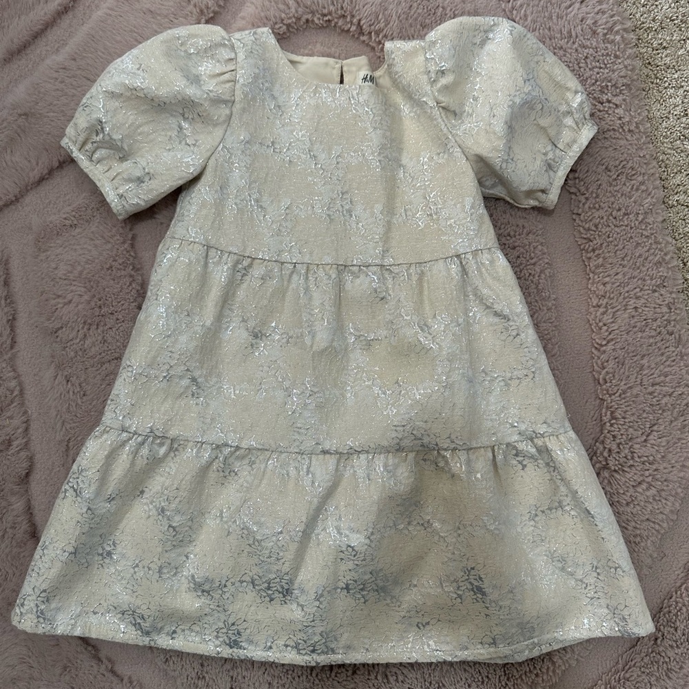 H&M Cream and Silver Kids Formal Dress